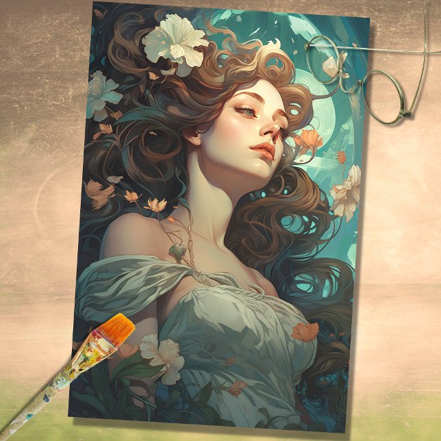 Art Nouveau Frau 1 Dekoupage Paper Seidenpapier (Von Creator hochgeladen)