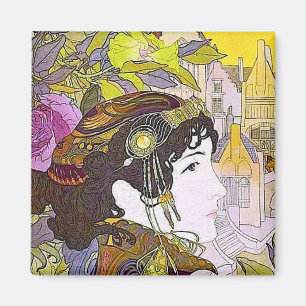 Art Nouveau Frau Magnet