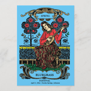 Art Nouveau Frau Mit Gitarre Musikfestival Einladung