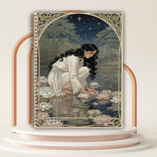 Art Nouveau Frau mit Seerosen Planer