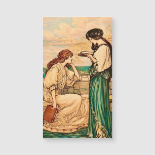 Art Nouveau Frauen am Meer lesend im Vintage-Stil Magnetkarte