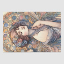 Art Nouveau Frauen Seidenpapier für Kunst und Hand