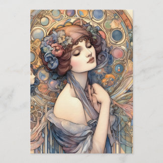 Art Nouveau Frauenportrait Scrapbook Papier Einladung