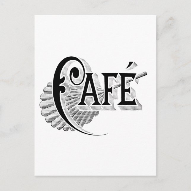 Art Nouveau French Café Logo des Coffee Shops Postkarte (Vorderseite)