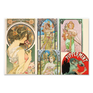 Art Nouveau French Women Art Mosaik Fotodruck