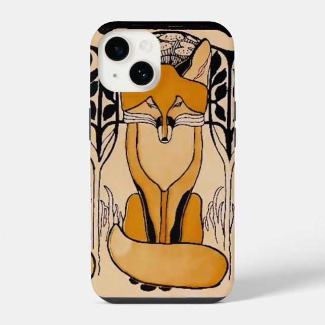 Art Nouveau Füchse Illustration | Waldtiere iPhone Hülle (Rückseite)