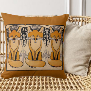 Art Nouveau Füchse Illustration Waldtiere Kissen
