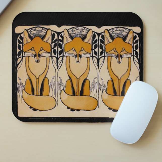 Art Nouveau Füchse Illustration | Waldtiere Mousepad (Von Creator hochgeladen)