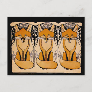 Art Nouveau Füchse Illustration   Waldtiere Postkarte