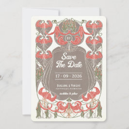 Art Nouveau Fuchsia Elegante Save the Date Einladung