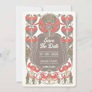 Art Nouveau Fuchsia Elegante Save the Date Einladung