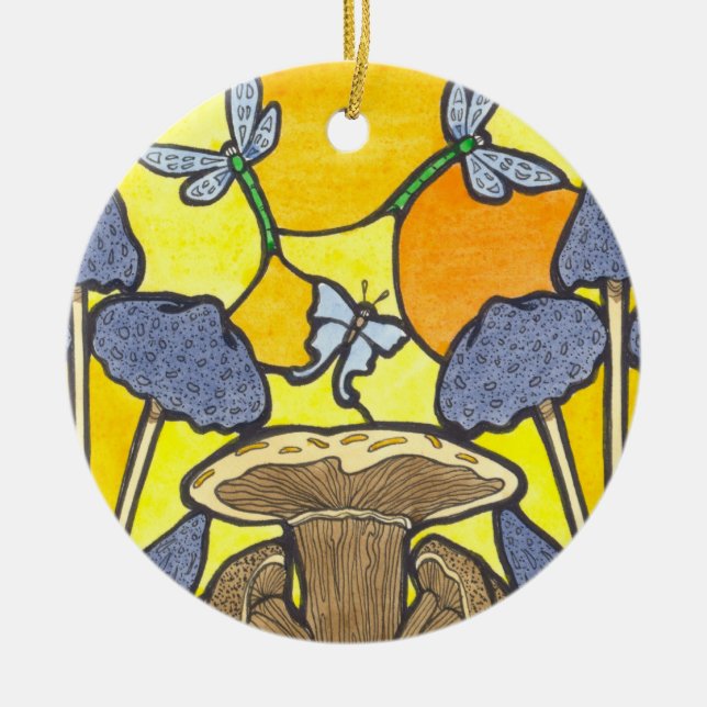 Art Nouveau Fungi Keramik Ornament (Vorne)