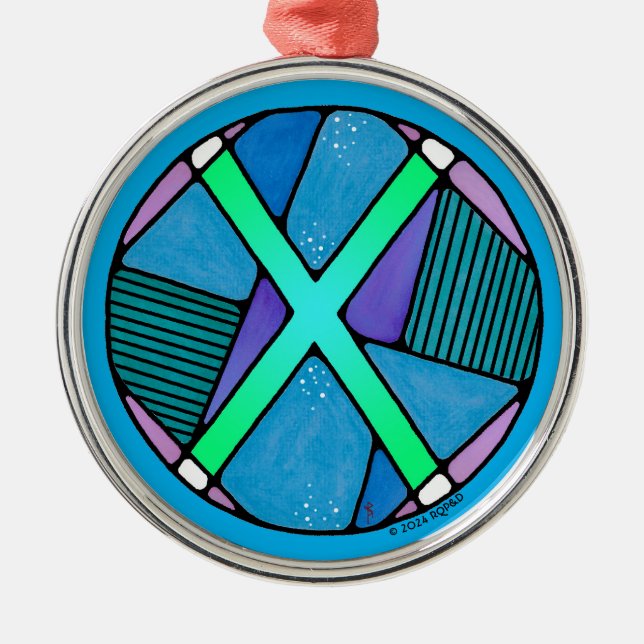 Art Nouveau Gebo Rune of Unity Ornament Aus Metall (Vorne)