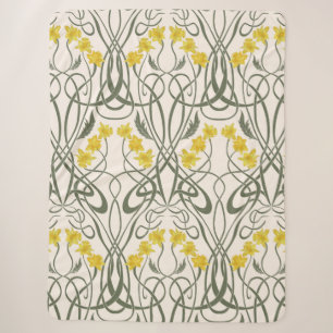 Art Nouveau Gelbe Narzissen und Stiele Creme Sherpadecke