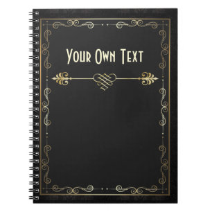 Art Nouveau Gilded on Black Notebook Notizblock