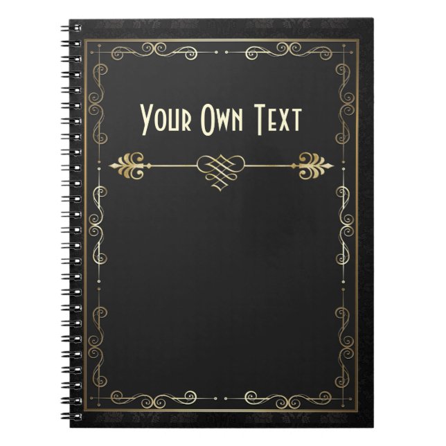 Art Nouveau Gilded on Black Notebook Notizblock (Vorderseite)