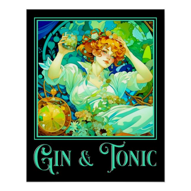 Art Nouveau Gin & Tonic Poster (Vorderseite)