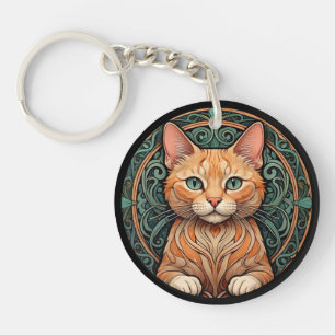 Art Nouveau Ginger Cat Personalize Schlüsselanhänger