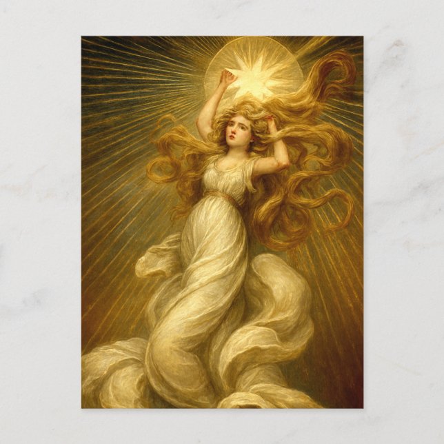 Art Nouveau Girl Reaching For The Stars Postkarte (Vorderseite)