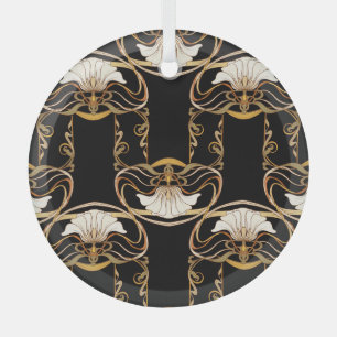 Art Nouveau: Gold Black Ornament Aus Glas