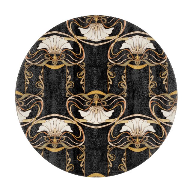 Art Nouveau: Gold Black Schneidebrett (Vorderseite)
