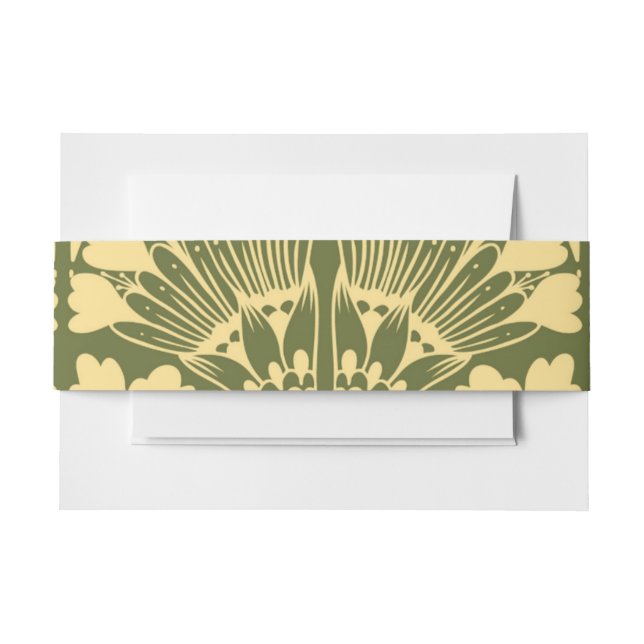 Art Nouveau Gold Grüne botanische Einladung Einladungsbanderole (Vorderseite Beispiel)