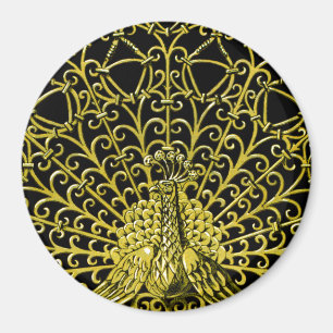 Art Nouveau Gold Peacock Magnet