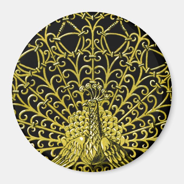 Art Nouveau Gold Peacock Magnet (Vorne)