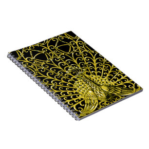 Art Nouveau Gold Peacock Notizblock
