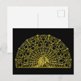 Art Nouveau Gold Peacock Postkarte