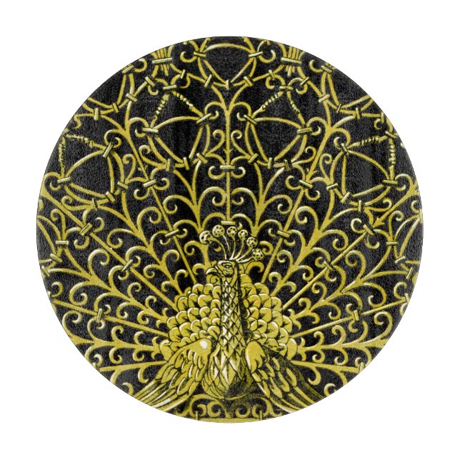 Art Nouveau Gold Peacock Schneidebrett (Vorderseite)