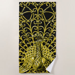 Art Nouveau Gold Peacock Strandtuch