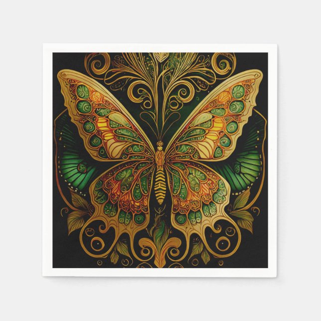 Art Nouveau Golden Butterfly Serviette (Vorderseite)