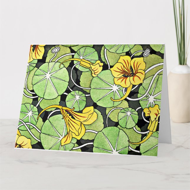 Art Nouveau Golden Nasturtium Muster Karte (Vorderseite)