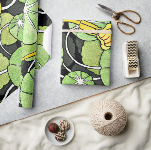 Art Nouveau Golden Yellow Nasturtium Muster Geschenkpapier