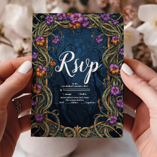 Art Nouveau Gothic Halloween-Hochzeit RSVP Karte