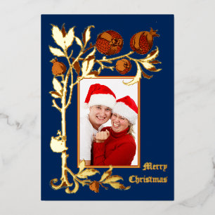 Art Nouveau Granatapfel Foto Weihnachten Folien Feiertagskarte