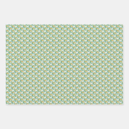 Art Nouveau Green Buttercup Blumentapete Geschenkpapier Set