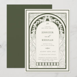 Art Nouveau Greenery Arch Wedding Einladung