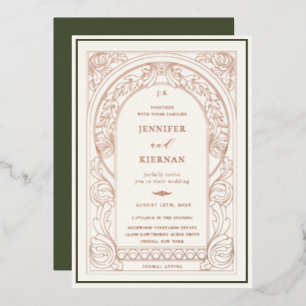Art Nouveau Greenery Arch Wedding Folieneinladung