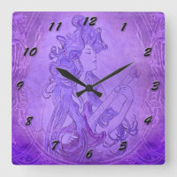 Art Nouveau Guitar Girl Vintage Uhr Lila