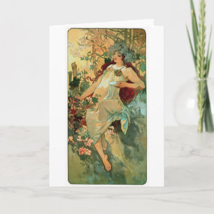 Art Nouveau ~ Herbst durch Alphonse Mucha Karte