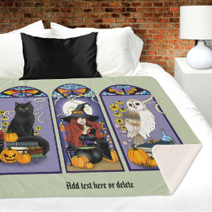 Art Nouveau Hexenkatze Halloween Sherpadecke