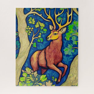 Art Nouveau-Hirsch in einem fantastischen Wald Puzzle
