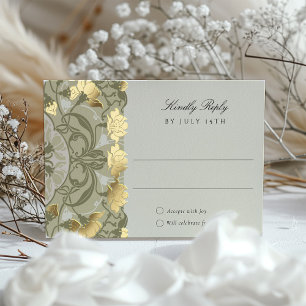 Art Nouveau Hochzeit RSVP Karte Warme Erdtöne