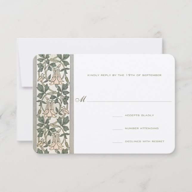 Art Nouveau Honey Suckle Wedding RSVP (Vorderseite)