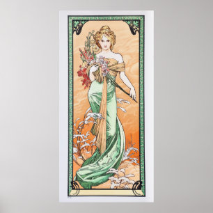 Art Nouveau Hübsch Spring by Alphonse Mucha Poster