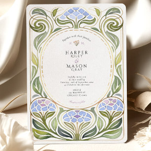 Art Nouveau Hydrangea Floral Wedding Einladung