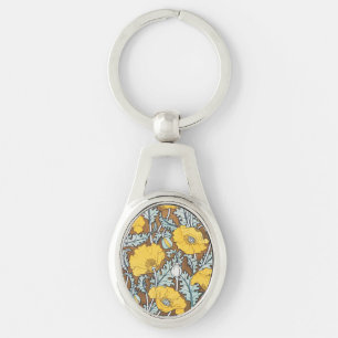 Art Nouveau Illustration Gelbe Mohnblume Schlüsselanhänger