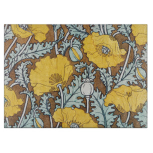Art Nouveau Illustration Gelbe Mohnblume Schneidebrett